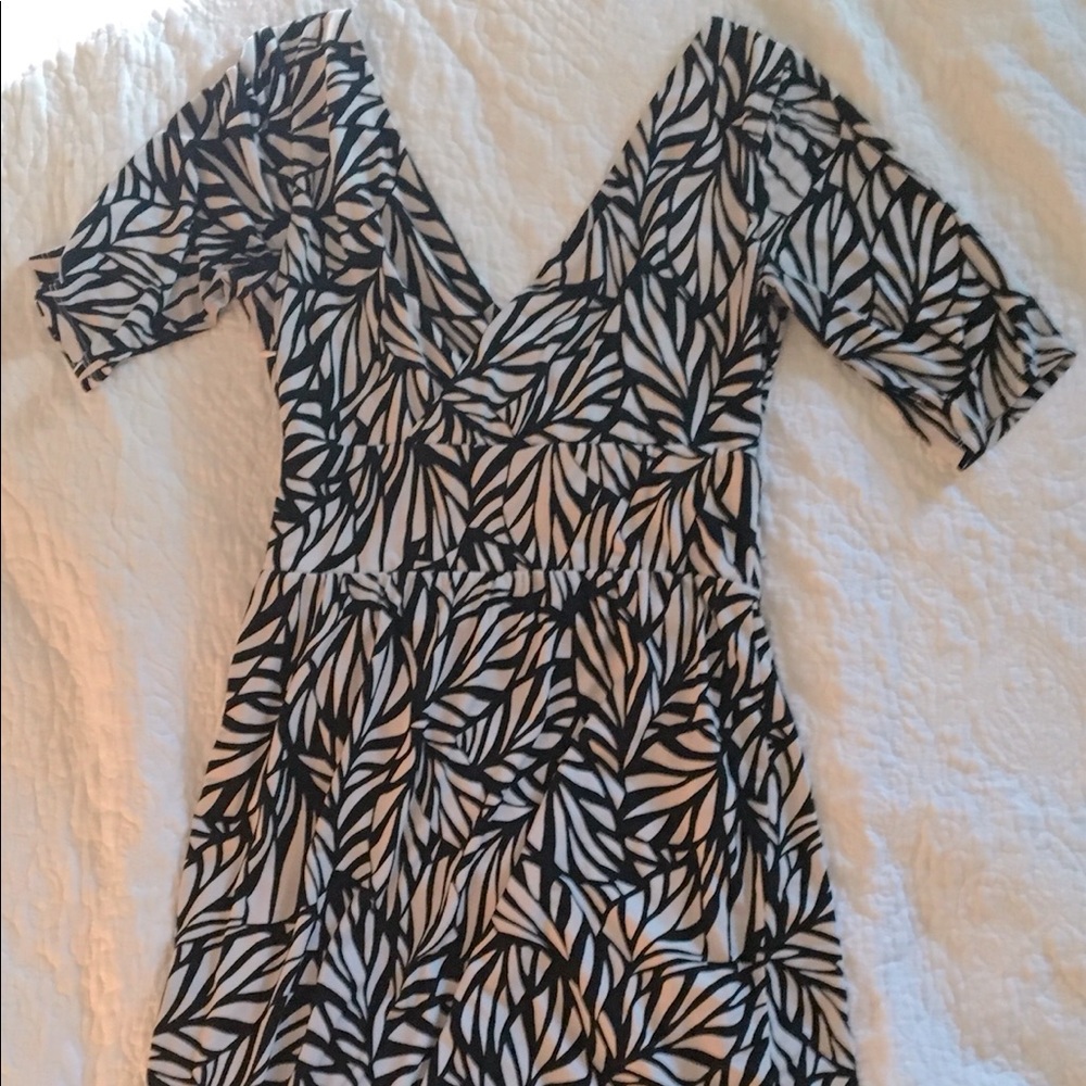 Maggy L Black and White Faux Wrap dress